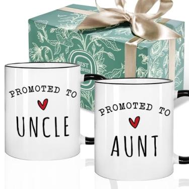 Imagem de Conjunto de canecas Promoted to Aunt & Uncle 2026, presentes de anúncio de gravidez, canecas de publicidade para revelação de bebê, presente para tio e tia, presentes de caneca de anúncio de revelação
