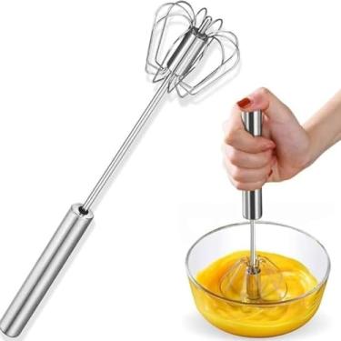 Imagem de Batedor Manual de Aço Inoxidável para Ovos e Claras, Mixer de Mão para Cozinha, Utensílio Profissional