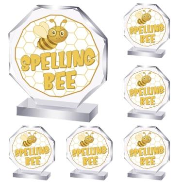Imagem de CroBlissful Prêmio Troféu de 6 peças 12 x 12 cm Prêmio de Placas de Troféu de Acrílico para Crianças Adultos Participação em Equipes Prêmios de Presente (Spelling Bee)