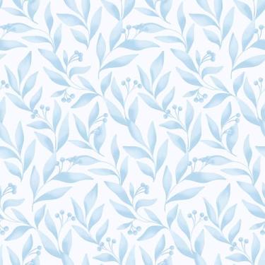 Imagem de EaseStick Papel de parede de folha azul aquarela Peel and Stick Boho papel de parede azul e branco para banheiro quarto berçário papel de parede 45 cm x 406 cm papel de contato de folha removível