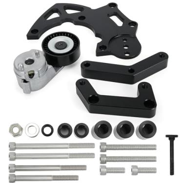 Imagem de LS Swap R4 Kit de montagem alta para compressor AC compatível com motores Chevrolet GMC SUV Truck - LSX LS2 LS3 LS6 LQ LQ4 LQ9 ar condicionado Vortec - Triângulos com tensor