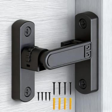 Imagem de Trava de porta de celeiro de 90/180 graus, fechadura deslizante ajustável, altura ajustável de 0 a 7 mm para armários, janelas, armários de bebidas, portão de madeira para galpão de cerca (preto)