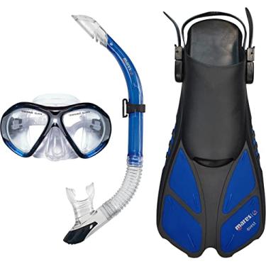 Imagem de Mares Kit de Mergulho Completo com Máscara, Snorkel, Nadadeiras e Bolsa de Transporte, Azul e Preto, Conjunto para Snorkeling