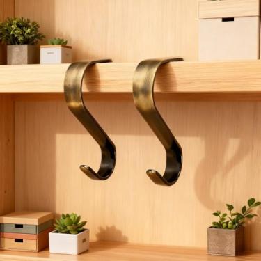 Imagem de 1 gancho de armazenamento de metal de Natal – Ganchos de pendurar bronze para meias de manto de lareira de Natal, ideal para decoração de casa e festa em família
