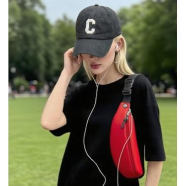 Imagem de Pochete unissex – Mini bolsa de cintura resistente à água para corrida, caminhada, ciclismo, bolsa esportiva transversal para telefone e itens essenciais, Vermelho, One Size, Tendência