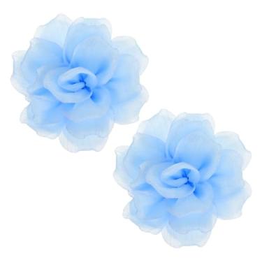 Imagem de PATIKIL 2 peças broche de flor de tecido de cetim grande de 12 cm para mulheres broches florais elegantes de organza para casamento, dança, festa, roupas, vestido, chapéu, acessórios, azul