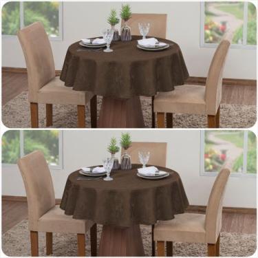 Imagem de 2 Toalhas De Mesa Jacquard 4 Lugares Luxo Redonda Cozinha Sala Jantar 
