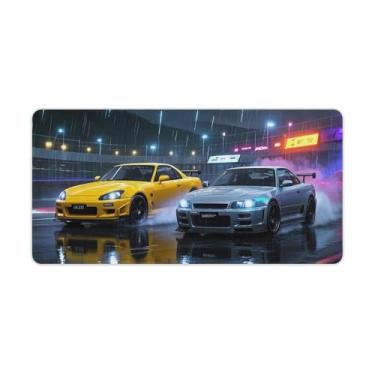 Imagem de HouLaiZhe S2000 R34 Rainy Night Racing JDM Gaming Mouse Pads JDM Car Desk Pads Grandes Mousepads para Teclado Desktop Tapete de Computador 30 x 60 cm