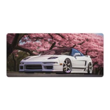 Imagem de Branco JDM NSX Flores de cerejeira Tapete de mouse pad de mesa de carro antiderrapante grande material de escritório tapete de mesa de borracha impermeável para escritório jogo casa 40 x 90 cm