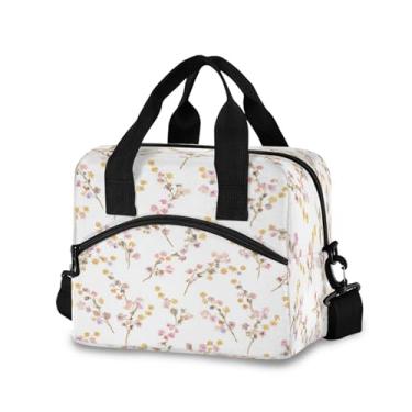 Imagem de Burbuja Lancheira térmica rosa ramos de flores para mulheres e homens, lancheira portátil com alça de ombro removível, lancheira para viagem, piquenique, escritório, trabalho