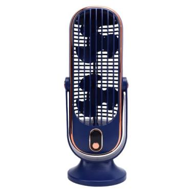 Imagem de Jiawu Ventilador de Torre de Mesa Poderoso de Ventilador Duplo Personalizável Com Tela LED de 5 Velocidades para Escritório Doméstico, Material ABS Recarregável (Azul)