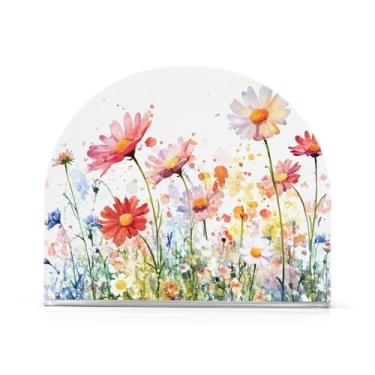 Imagem de STAYTOP Porta-guardanapos, lindos porta-guardanapos de flores silvestres e borboletas da primavera para mesas cozinha restaurante decoração de casa, suporte decorativo moderno para guardanapos de