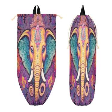 Imagem de xigua Suporte de saco plástico de elefante indiano suporte de parede com cordão 1 pacote, organizador de sacolas de supermercado reutilizável decoração para bolsas, meias, roupas íntimas e gravatas