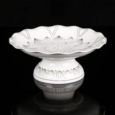 Imagem de FENNYYAR Prato de oferta de enfeite de cerâmica frontal de Buda, 26 cm 25,9 cm, bandeja de frutas Guanyin God of Wealth Enshrine