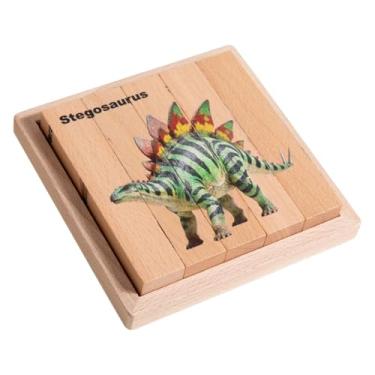 Imagem de oshhni Quebra-cabeça de madeira educativo para crianças, material didático para atividades de aprendizagem pré-escolar, quebra-cabeça de animais para, Versão Dinossauro