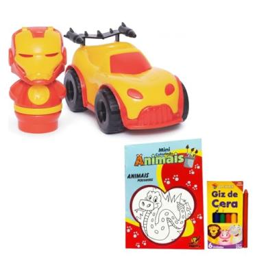 Imagem de Kit Baby Herói Metal com Livro de Colorir e Giz de Cera – Brinquedo para ação e criatividade
