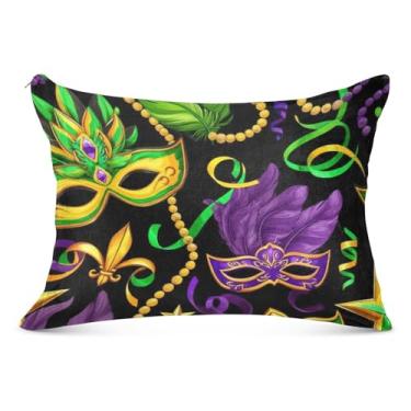Imagem de Capas de travesseiro inspiradas Mardi Gras Purpel Verde Grande Flanela Decorativas Longo King Queen Tamanho Padrão Linda Roupa de Cama Decoração de Casa, Tamanho Corporal, 53 cm x 137 cm