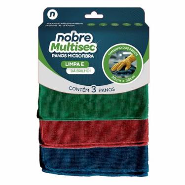 Imagem de Nobre Multisec Panos de Microfibra Multiuso, 30x30cm, Kit com 3 Cores (Azul, Vermelho, Verde), Alto Poder de Absorção, Reutilizável
