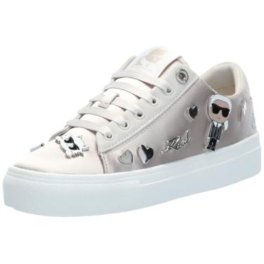 Imagem de KARL LAGERFELD Tênis plataforma feminino Cate Pins, Branco macio multi, 34
