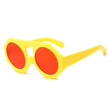 Imagem de Óculos de Sol UV400 - Cores Candy Degradê com Ponte Dupla para Homens e Mulheres, Esportivos, para Corrida e Ciclismo, Amarelo