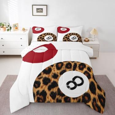 Imagem de Erosebridal Jogo de cama casal com 8 bolas da sorte, moderno, com estampa de guepardo, edredom moderno, moderno, moderno, moderno, moderno, moderno, moderno, com edredom