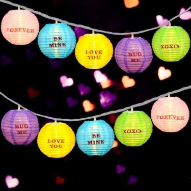 Imagem de Glooglitter 10 peças de luzes de corda de dia dos namorados 2,5 m dia dos namorados coração conversação luzes operadas por bateria com 2 modos de iluminação para quarto, pátio, casamento, proposta de