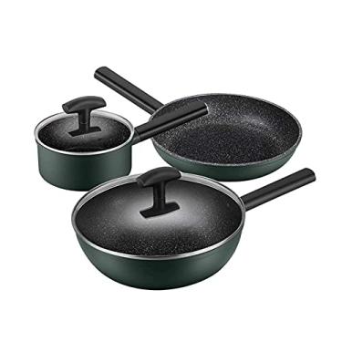 Imagem de Conjunto de panela, conjunto de utensílios de cozinha, conjunto de panelas inoxidáveis de cozinha, conjunto de panelas antiaderentes, engrossar o fundo da panela, 3 peças