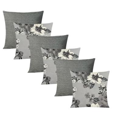 Imagem de Kit 6 Almofadas Decorativas Cheias 48x48cm com Zíper Invisível para Sofá Sala Quarto (77)