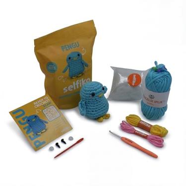 Imagem de Selfiko Kit de crochê para iniciantes – Pacote completo de iniciante Amigurumi com anel mágico pré-iniciado, tutoriais em vídeo passo a passo e fio simples – Aprenda a fazer crochê facilmente (Pengu