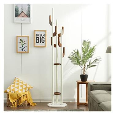 Imagem de Cabide independente para cabide de chão sala de estar simples quarto ferro forjado cabide doméstico simples moderno cabide de madeira prateleira de casaco (cor: 2) (3)