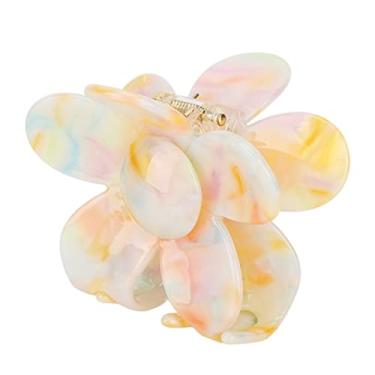 Imagem de Cryfokt Grampo de Cabelo de Flor Linda Fixação Firme para Mulheres Meninas Clipe de Garra para Usos Múltiplos, Adequado para Uso Diário ou Agarrador de Cabelo de Plástico de Acetato de Festa para Lavar o Rosto ou Maquiagem (Laranja colorido)
