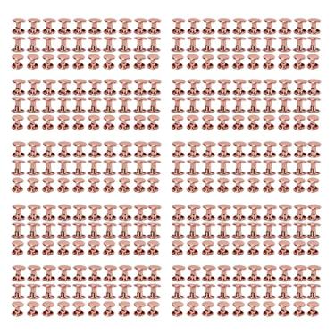 Imagem de Ainoli 300 conjuntos de rebites de couro 6x8mm 7x8mm 8x8mm ouro rosa forte metal duplo boné rebites para sapatos de cinto de chapéu