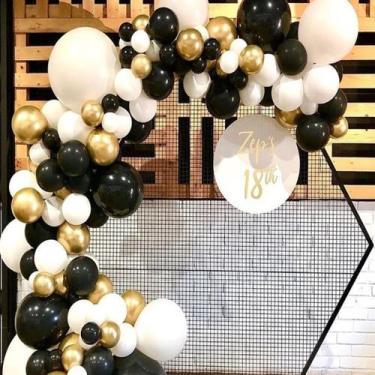 Imagem de Kit Balloon Arch, 134 unidades, ouro metálico, preto, rosa, látex - yi