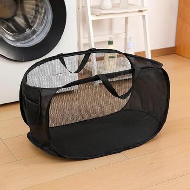 Imagem de Cesto de roupa suja dobrável – cesto de armazenamento de roupas dobrável para banheiro e casa, caixa organizadora de lavanderia que economiza espaço (preto)