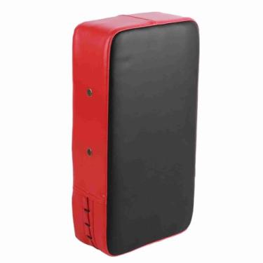 Imagem de Pssopp Almofada Curva de Chute, Alvo de Couro PU Com Faixa de Compressão Elástica de 5 Cm de Largura, Laço Mágico e Design de Gancho para Kickboxing MMA Taekwondo Karate (vermelho)