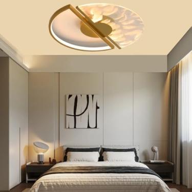 Imagem de Luminária de teto LED moderna para sala de estar, luminária circular criativa para teto, 3000K-6000K, 42W - Luminária moderna para sala de estar, luminária de teto em acrílico para quarto e