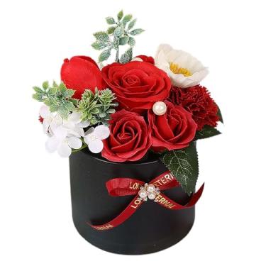 Imagem de Tomotato Buquê de flores de sabonete, arranjo de flores de sabão de rosa perfumado artificial com caixa de presente para decoração de casa, casamento, dia das mães, decoração de festa