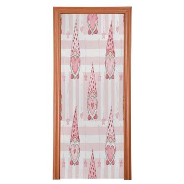 Imagem de ATTX Capa de porta da frente padrão de gnomos dos namorados - decoração de férias de tecido elástico lavável para festas, casa, decoração de porta da frente, 970 x 98 polegadas (970)