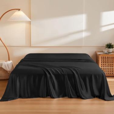 Imagem de LM Detona, Lençol Superior Avulso Solteiro Cetim Seda Preto