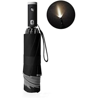 Imagem de Guarda-chuva Dobrável Automático Com Lanterna Led Reflexivo Chuva Sol Guarda-chuva Reverso Dez Osso Carro Luxo Grande Guarda-chuvas De Negócios-,Hilarious123
