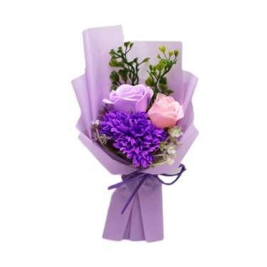 Imagem de Ｂｅｓｇａ Buquês de sabonete decorativos com cravos perfumados artificiais, sabonete floral para o Dia de ação de Graças, aniversário, Natal e meninas, Roxo