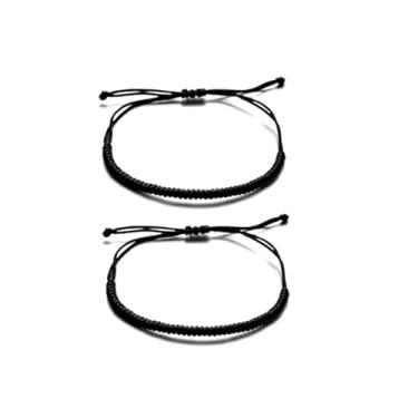 Imagem de 2 pulseiras de cordão para mulheres e homens, feitas à mão, vermelho, preto, budista, tibetano, pulseira de corda para proteção e amizade da sorte, Medium, Nylon, Sem Pedra Preciosa