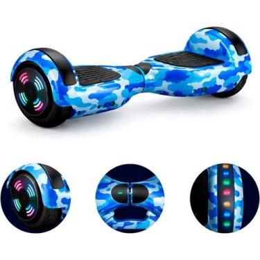 Imagem de Hoverboard azul militar gelo com luz led azul - Brinovar