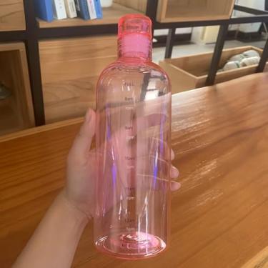 Imagem de Garrafa de água esportiva motivacional de 500 ml com marcador de tempo - Times to Drink - Tritan, livre de BPA, boca larga à prova de vazamento - rosa