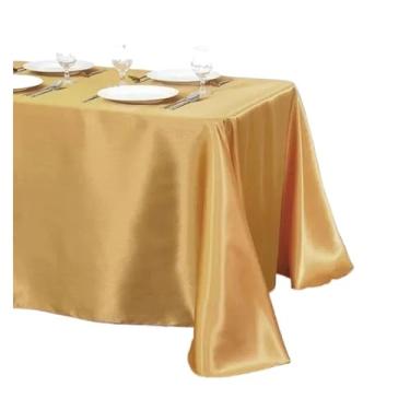 Imagem de Toalha de mesa de cetim de cor sólida, sobreposição, toalha de mesa, aniversário, casamento, banquete, restaurante, festival, festa (ouro, 145 x 335 cm)