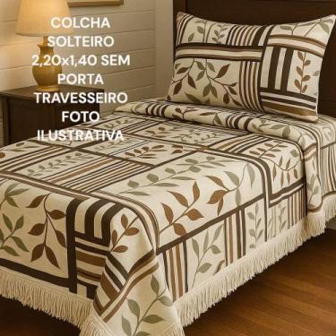 Imagem de Colcha com Franja Solteiro 2,20Quartox1,40 Estampado Tecido Cama Decor