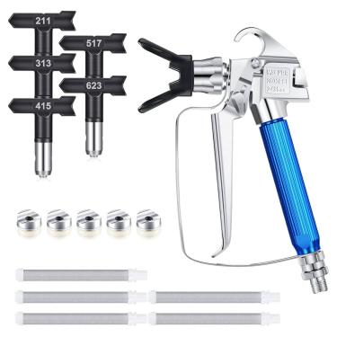 Imagem de Marhynchus Conjunto de Pistola Pulverizadora de Tinta Airless, 5 Bicos Com Tampa de Bico para Móveis, Teto, Telhado, Janelas, Portas, Cercas, Navios, Pontes, Torres, Mastros, Decoração de