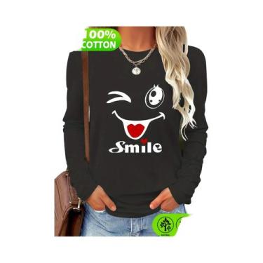 Imagem de Camiseta Feminina Solta E Confortável De Algodão Com Estampa Gráfica D