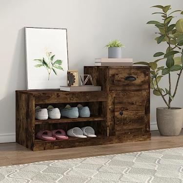 Imagem de HHHJQFAAT Armário de armazenamento de sapatos, armário de sapato, armário de sapatos, armário de armazenamento de sapatos, armário de sapatos branco 100 x 42 x 60 cm madeira projetada (carvalho