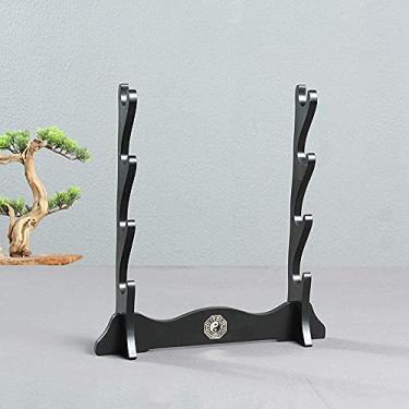 Imagem de U5GAAALPPQ9 Acessórios de mesa Suporte de espada de 4 níveis Suporte de espada de fofoca Suporte Samurai Japonês Espada Katana Wakizashi Suporte de Espada (Cor: B)
